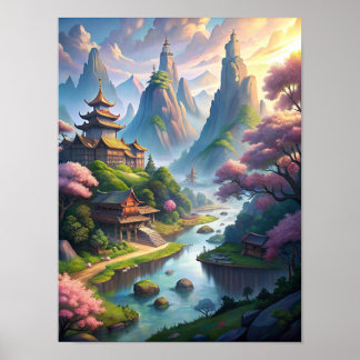 Póster Susurros de serenidad: el antiguo paisaje chino