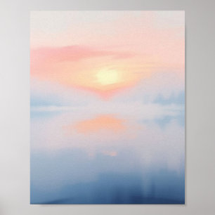 Póster Susurros del Amanecer: Serenidad Rosa Pastel y Azu