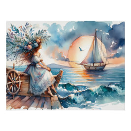 Póster Susurros del Mar al Atardecer