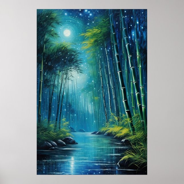 Póster Susurros iluminados por la luna, bosque místico de (Frente)