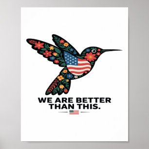 Póster Sutil colibrí floral anti Trump político