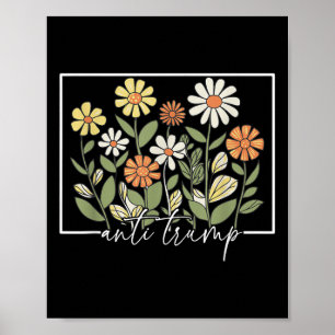 Póster Sutil demócrata anti Trump floral