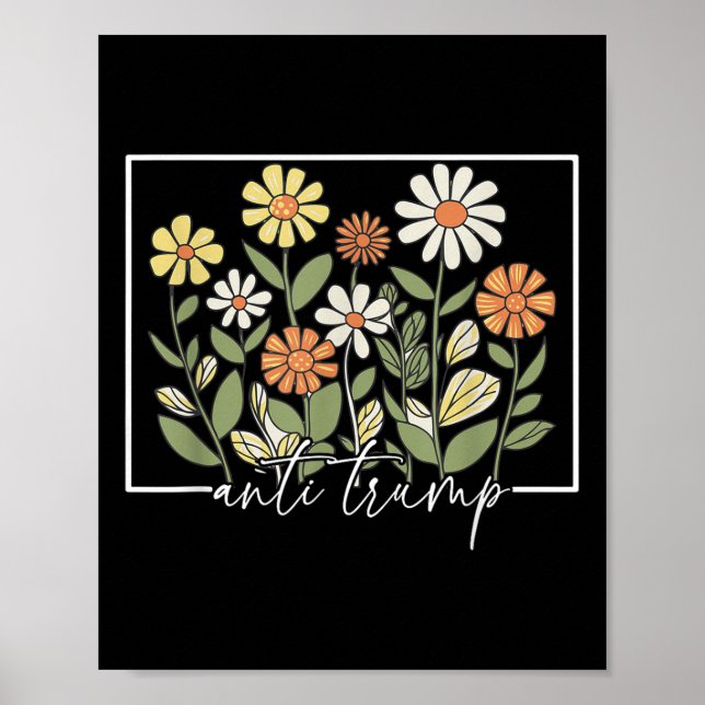 Póster Sutil demócrata anti Trump floral (Frente)