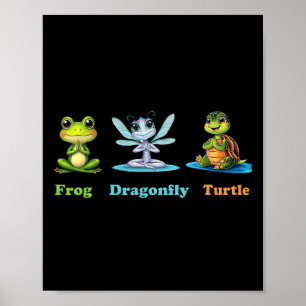 Póster Sutil Humor Político Rana Libélula Tortuga Yoga 