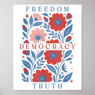Póster Sutil Libertad Democracia Verdad Boho Floral 4 De 