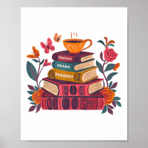 Póster Sutiles libros de tragedia de drama de fantasía qu