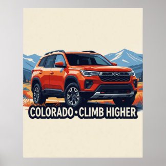 Póster 🏔️ SUV rojo aventura Colorado Montaña🚗