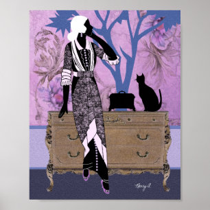 Póster Suzanne en morado y azul