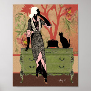 Póster Suzanne en Naranja y verde