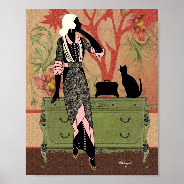 Póster Suzanne en Naranja y verde (Frente)