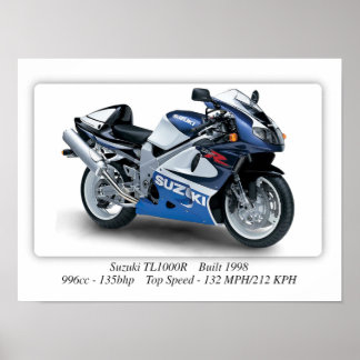 Póster Suzuki TL1000R 1998 Motorcycle - A3