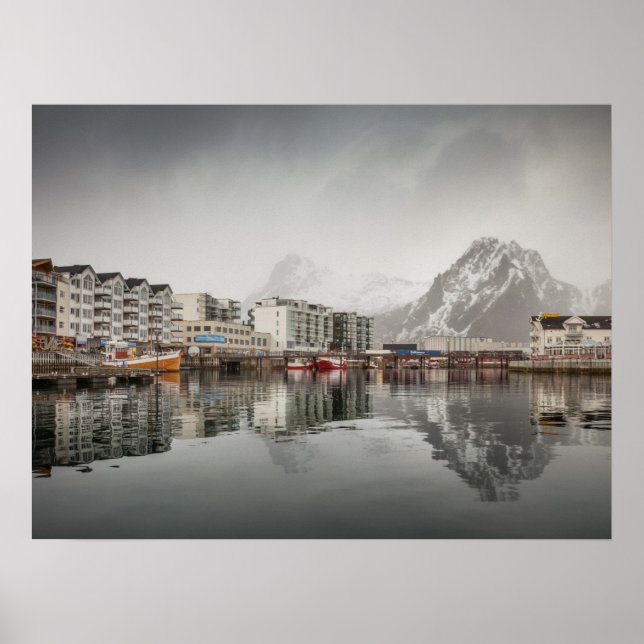 Póster Svolvaer Ciudad Islas Lofoten (Frente)