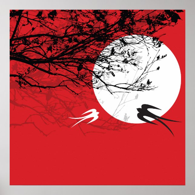 Póster Swacks orientales en Poster rojo Moonlight Zen (Frente)