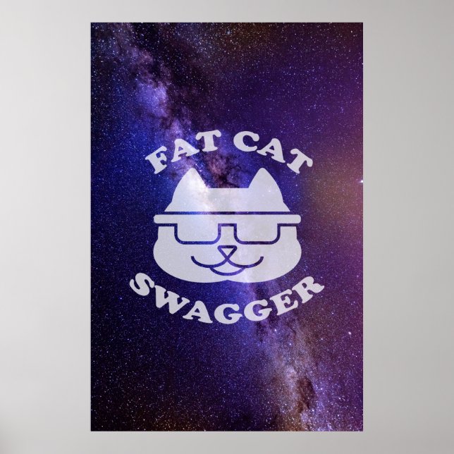 Póster Swagger de gatos grasos - Edición de galaxia (Frente)