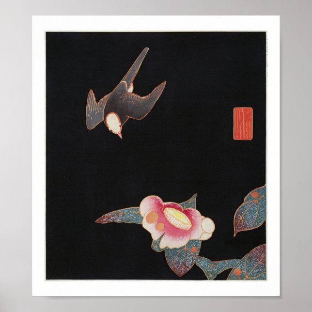 Póster Swallow y Camellia, Jakuchū (Frente)