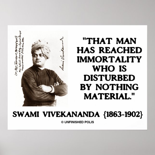 Póster Swami Vivekananda Man alcanzó material de inmortal (Frente)