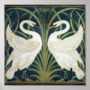 Póster Swan and Rush and Iris wallpaper
