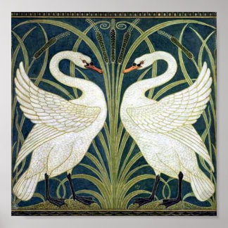 Póster Swan and Rush and Iris wallpaper