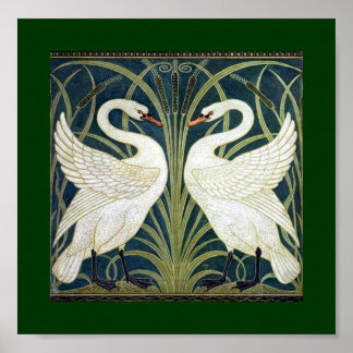 Póster Swan and Rush and Iris wallpaper