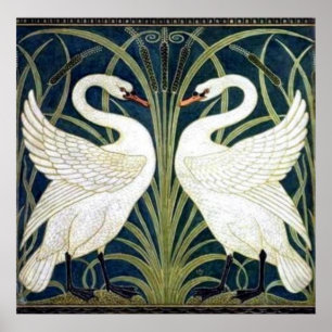 Póster Swan and Rush and Iris wallpaper Poster