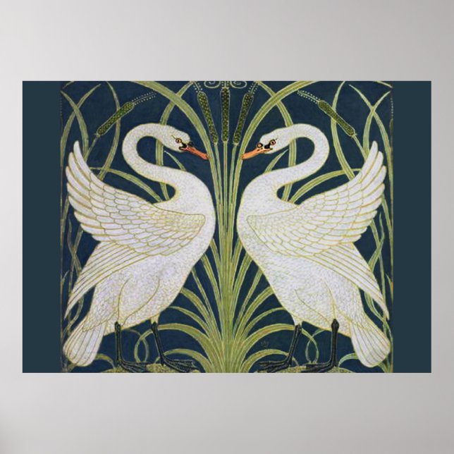 Póster Swan Art Nouveau Dos Cisnes (Frente)