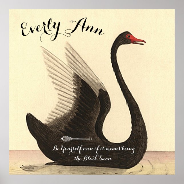 Póster Swan Baby Girl Nursery Add your own quote (Frente)