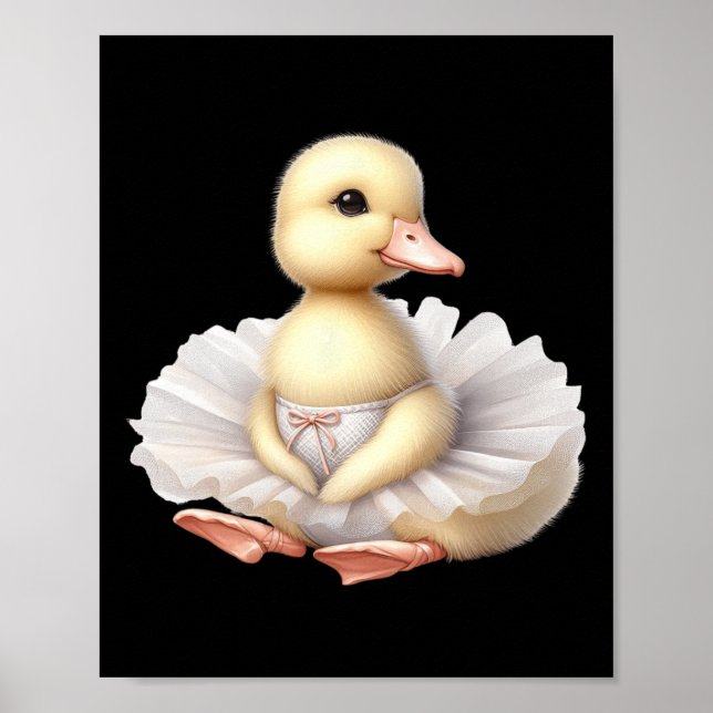 Póster Swan Ballerina Duck Bailando Ballet acuarela (Frente)