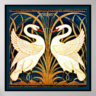 Póster Swan, Rush e Iris, pintura de época,