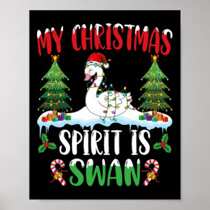 Póster Swan usando Navidad de Santa Hat - El espíritu de 