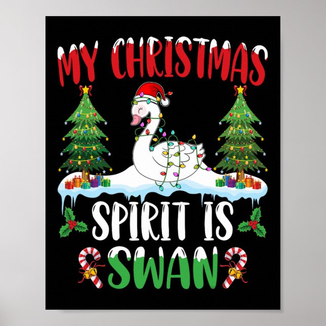 Póster Swan usando Navidad de Santa Hat - El espíritu de  (Frente)