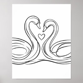Póster Swans en Love Line Art Poster Vida salvaje irlande