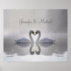 Póster Swans personalizados enamorados -