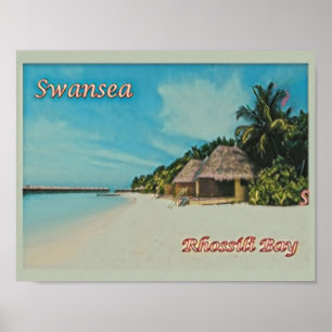 Póster Swansea - Bahía de Rhossili - Gales - Europa -