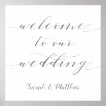 Swash Calligraphy Silver Bienvenido A Nuestro Boda