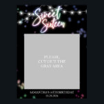 Póster Sweet 16 Birthday Colorful Neon Glow Dark Party<br><div class="desc">Celebrate your special day in style with our Sweet 16 designs! Our neon-inspired design is sure to make a statement with its shades of pink and black. It's the perfect way to let everyone know you are turning 16!</div>