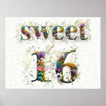 Sweet 16 Happy Birthday Wildflowers Text