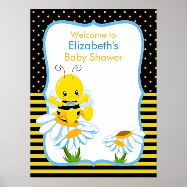 Póster Sweet Baby Bee Boy Baby Shower Poster (Frente)