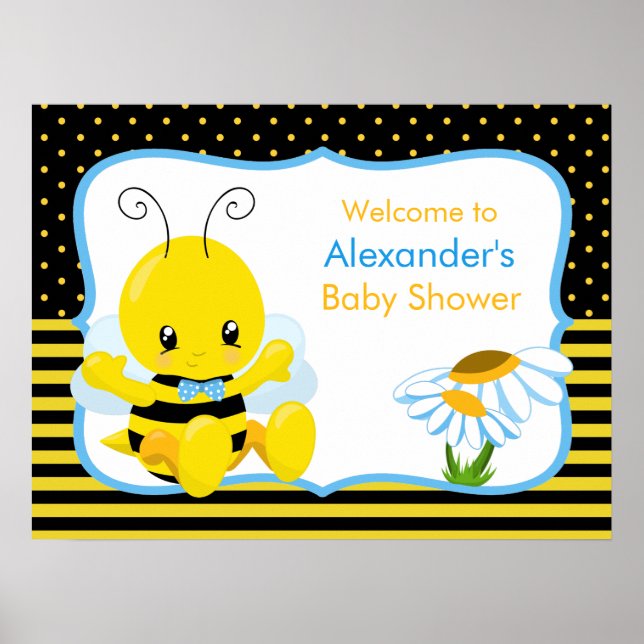 Póster Sweet Baby Bee Boy Baby Shower Poster (Frente)