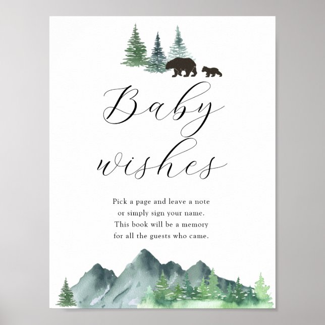 Póster Sweet Baby Wishes Rótulo Baby Shower Guestbook (Frente)