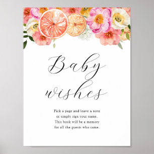 Póster Sweet Baby Wishes Rótulo Baby Shower Guestbook