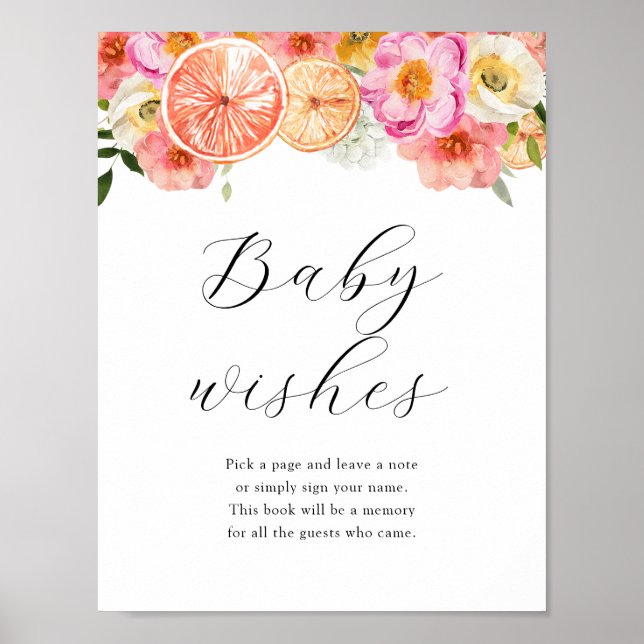 Póster Sweet Baby Wishes Rótulo Baby Shower Guestbook (Frente)