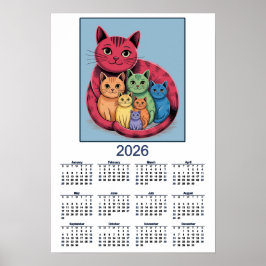 Póster Sweet Cat Family 2026 Calendar of Cats