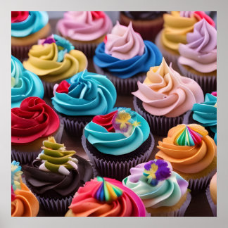 Póster Sweet Colorful Cupcakes version 2
