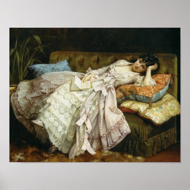 Póster Sweet Doing Nothing de Auguste Toulmouche, 1877 (Frente)