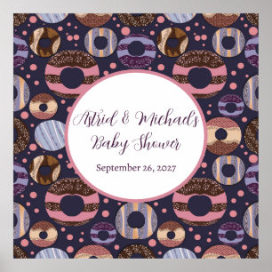 Póster Sweet Donuts Purple Chica Baby Shower