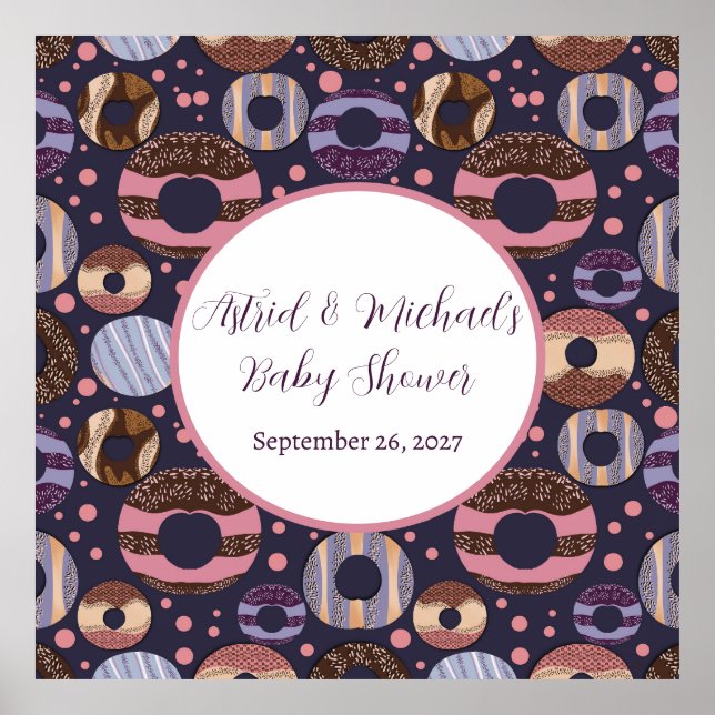 Póster Sweet Donuts Purple Chica Baby Shower (Frente)