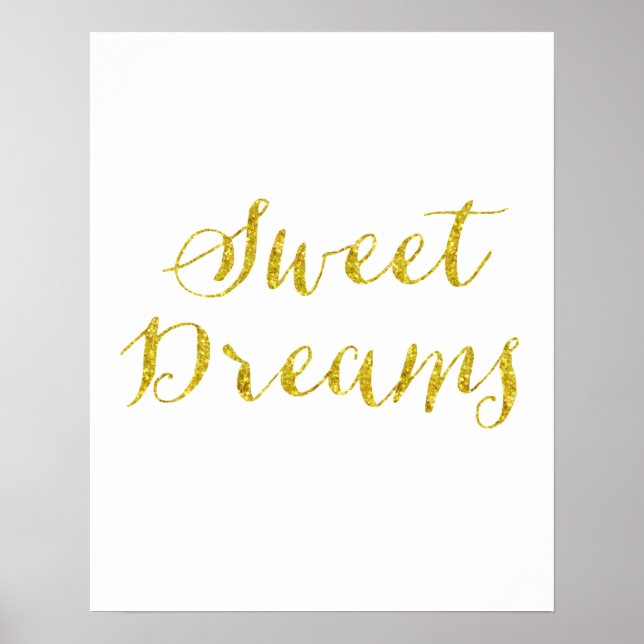 Póster Sweet Dreams Cita Gold Faux Purpurina Metallic (Frente)