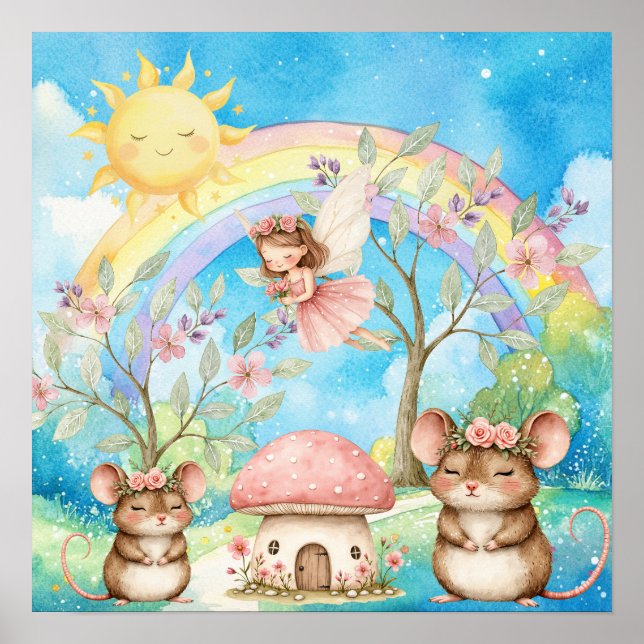 Póster Sweet Dreams Rainbow Fairy & Mice Nursery  (Frente)
