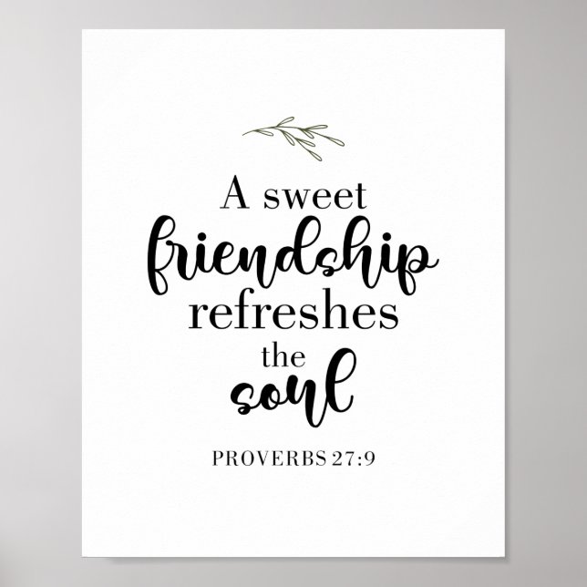 Póster Sweet Friendship Bible Verse Hand Lettering Quote (Frente)