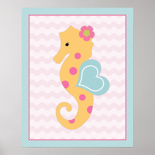Póster Sweet Girl Sea Life Seahorse Art Poster (Frente)
